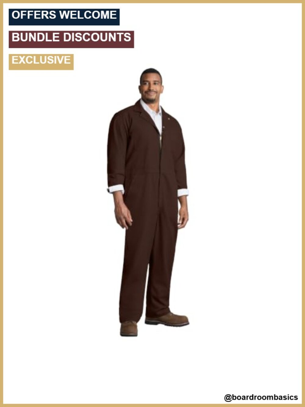 Men's Twill Action Back Coverall Chest Pockets Concealed Zippers Work